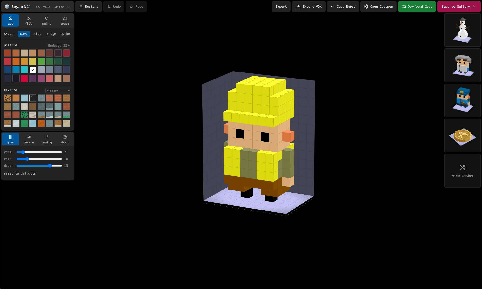 Layoutit Voxels playground screenshot